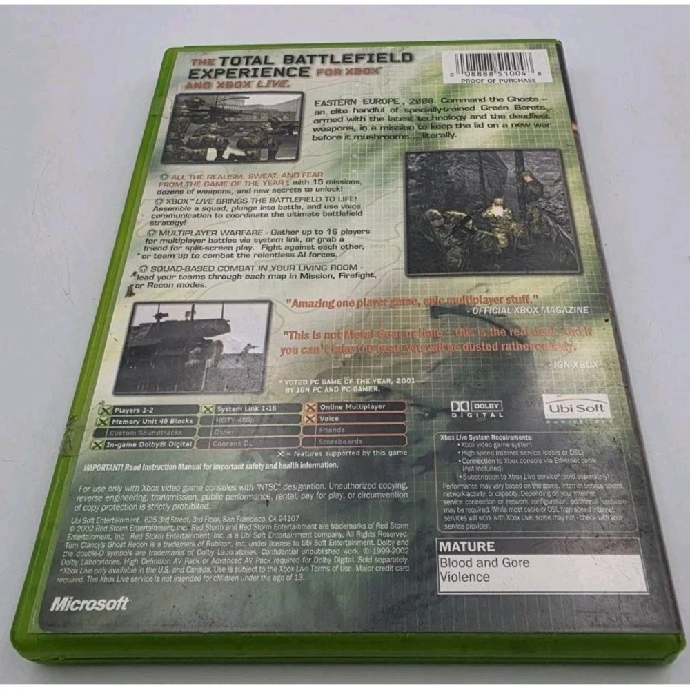 Tom Clancy's Ghost Recon Original Xbox Game CIB Ubisoft Shooter Tested